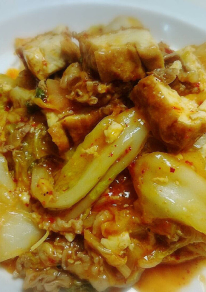 ちぎり白菜と厚揚げと豚肉のキムチ炒め！-レシピのメイン写真