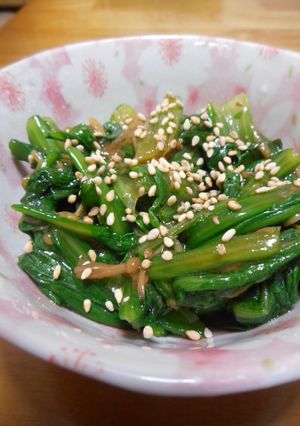 レンジで簡単！！春菊のお浸しなめたけ和え-レシピのメイン写真