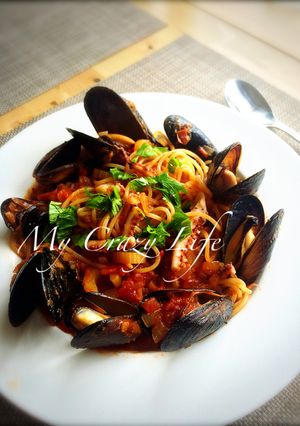 イカわたとセロリのトマトスパゲティ-レシピのメイン写真