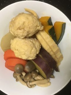 ふんわり鶏団子と根菜の吹寄せ煮-レシピのメイン写真