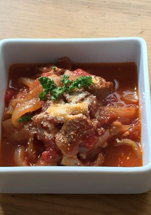 もつ鍋用モツ肉でモツのトマト煮込み-レシピのメイン写真