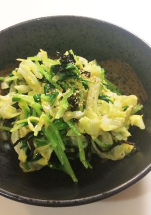 豆苗とキャベツの塩昆布サラダ-レシピのメイン写真
