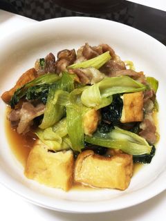 チンゲン菜と厚揚げ豚肉甘辛煮-レシピのメイン写真