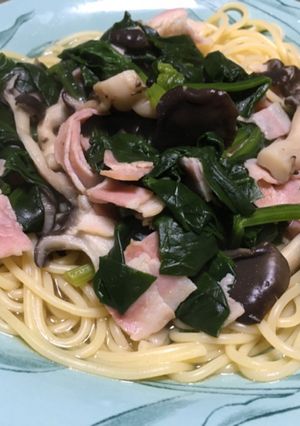 きのことほうれん草のスープパスタ-レシピのメイン写真