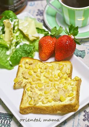 朝ごはん　缶・短こーんなツナマヨトースト-レシピのメイン写真