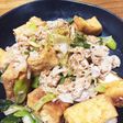 豚肉とネギと厚揚げの味噌炒め
