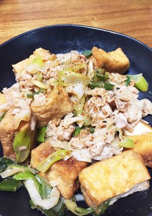 豚肉とネギと厚揚げの味噌炒め-レシピのメイン写真