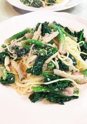 明太とちぢみほうれん草のパスタ♪♫-レシピのメイン写真