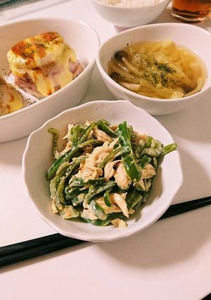 ピーマンと鶏むね肉の麺つゆマヨ和え-レシピのメイン写真