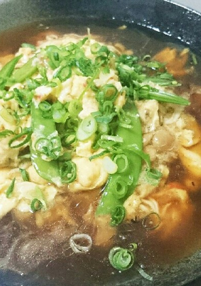 簡単時短!!絹さやとなめこの蟹玉餡かけ-レシピのメイン写真