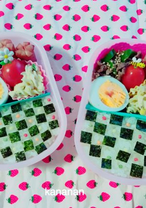 幼稚園 シカクシカク格子弁当-レシピのメイン写真