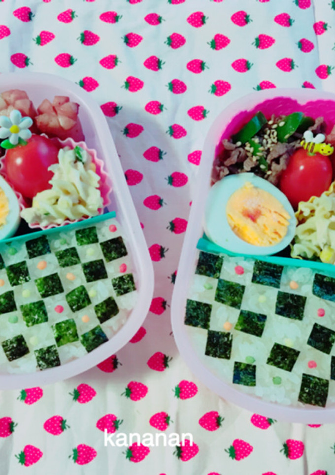 幼稚園 シカクシカク格子弁当-レシピのメイン写真