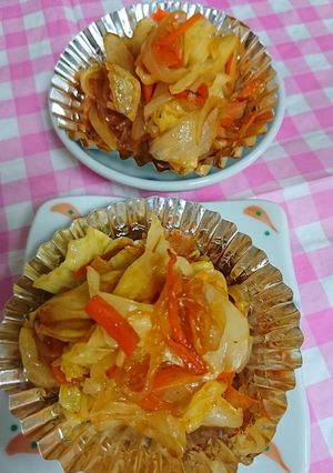 お弁当。野菜、ケチャップソース炒め。-レシピのメイン写真