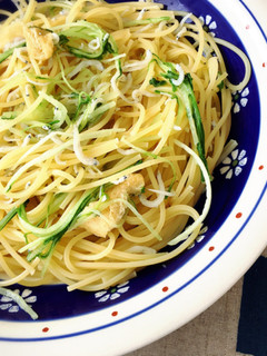 混ぜるだけ!水菜とジャコの和風パスタ-レシピのメイン写真