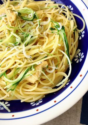 混ぜるだけ！水菜とジャコの和風パスタ-レシピのメイン写真