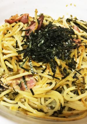明太マヨと高菜のカリカリベーコンパスタ！-レシピのメイン写真