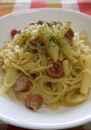 じゃがいもの豆乳スープパスタ。-レシピのメイン写真