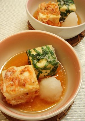 ピリッと辛子が隠し味♪２色の揚げ出し豆腐-レシピのメイン写真