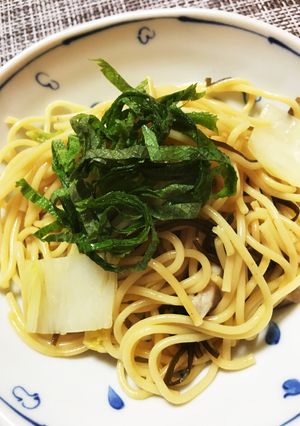 簡単！！白菜と椎茸の塩昆布パスタ-レシピのメイン写真
