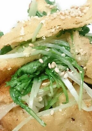 すぐ出せる！水菜とカリカリ油揚げ和え-レシピのメイン写真
