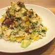 残った野菜炒めで 炒飯。アボカドのせ。