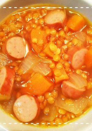 簡単！レンズ豆とウインナーのコンソメ煮-レシピのメイン写真