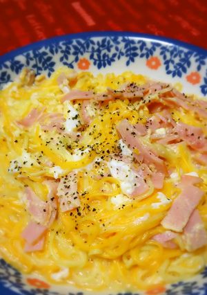 お箸で食べるそうめんカルボナーラ✿-レシピのメイン写真