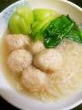 豆腐入り肉団子と青梗菜DE中華スープ♪