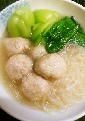 豆腐入り肉団子と青梗菜DE中華スープ♪-レシピのメイン写真