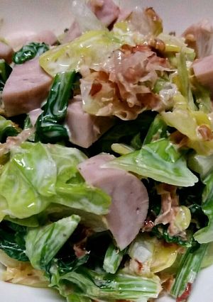 菜の花 キャベツ ソーセージの和風サラダ-レシピのメイン写真