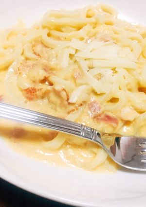 【カルボナーラうどん】-レシピのメイン写真