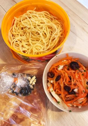 ミートソース弁当★人参サラダと★手抜き♪-レシピのメイン写真