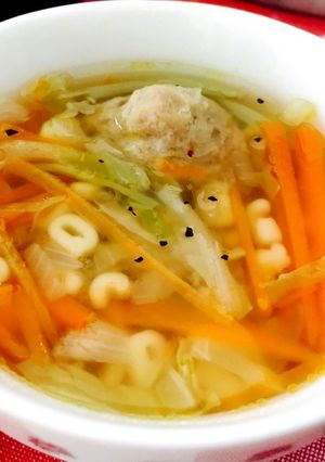 ABCマカロニ入り＊肉団子野菜スープ-レシピのメイン写真