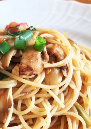 セロリとトマトと舞茸の和風柚子胡椒パスタ-レシピのメイン写真