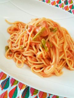 えびとアスパラのトマトクリームパスタ♪-レシピのメイン写真