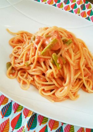 えびとアスパラのトマトクリームパスタ♪-レシピのメイン写真