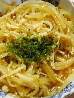 フライパンで簡単!もやしエノキのソース煮-レシピのメイン写真