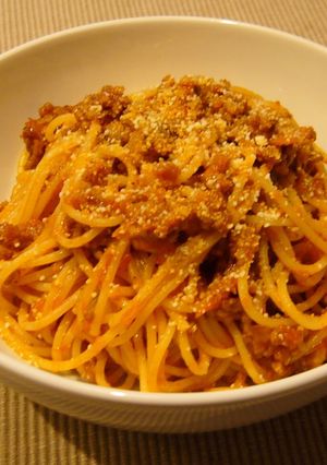 お肉ごろごろ簡単ミートソースパスタ！-レシピのメイン写真