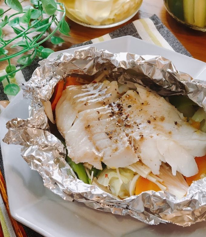 フライパンde♡白身魚と野菜のホイル焼き-レシピのメイン写真