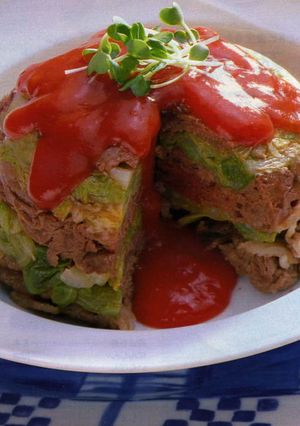 レンジで簡単♬牛肉とキャベツの重ね蒸し-レシピのメイン写真