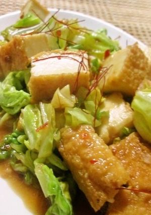 厚揚げときゃべつの甘ピリ辛味噌炒め-レシピのメイン写真