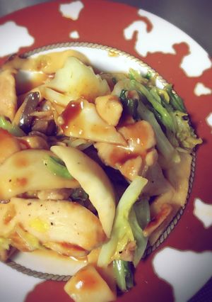 府中のAKAと材料3つ!簡単鶏野菜炒め-レシピのメイン写真