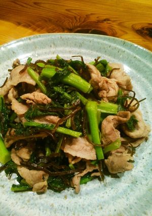 豚肉となばなの塩昆布炒め-レシピのメイン写真
