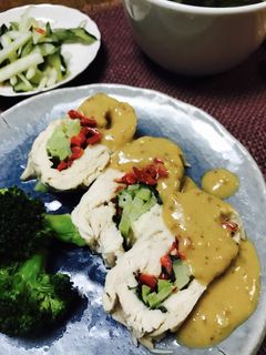 簡単!鶏ササミハムのごまだれかけ-レシピのメイン写真