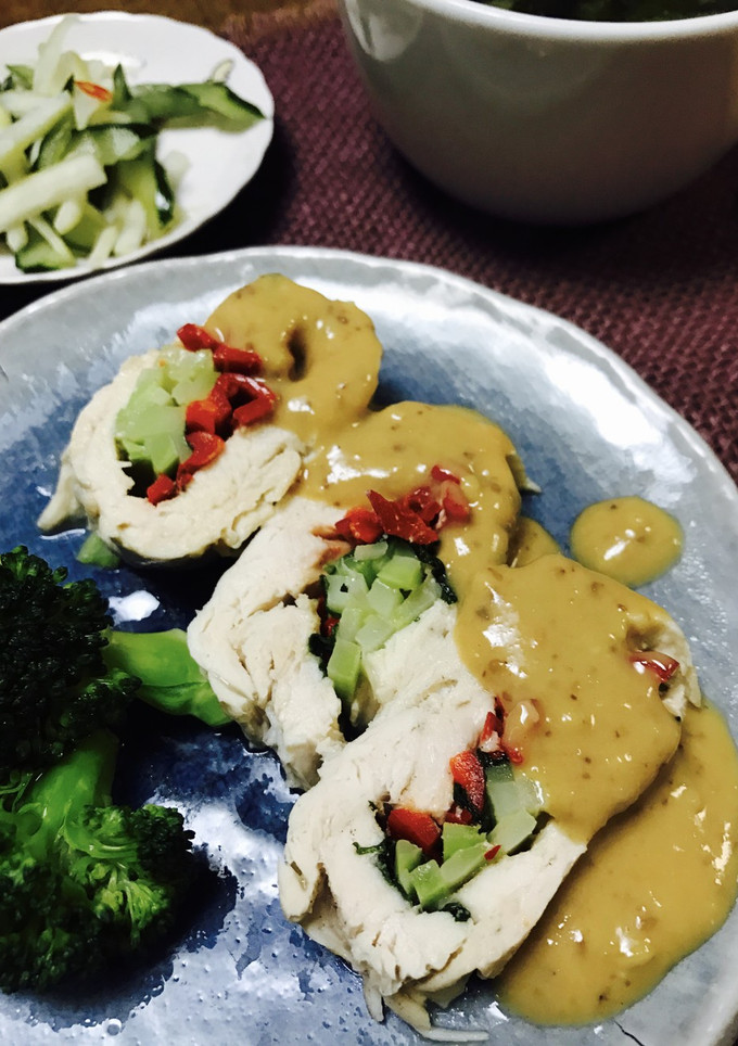 簡単！鶏ササミハムのごまだれかけ-レシピのメイン写真