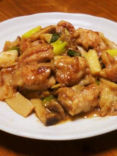 簡単!鶏肉とねぎとエリンギのごま味噌炒め-レシピのメイン写真