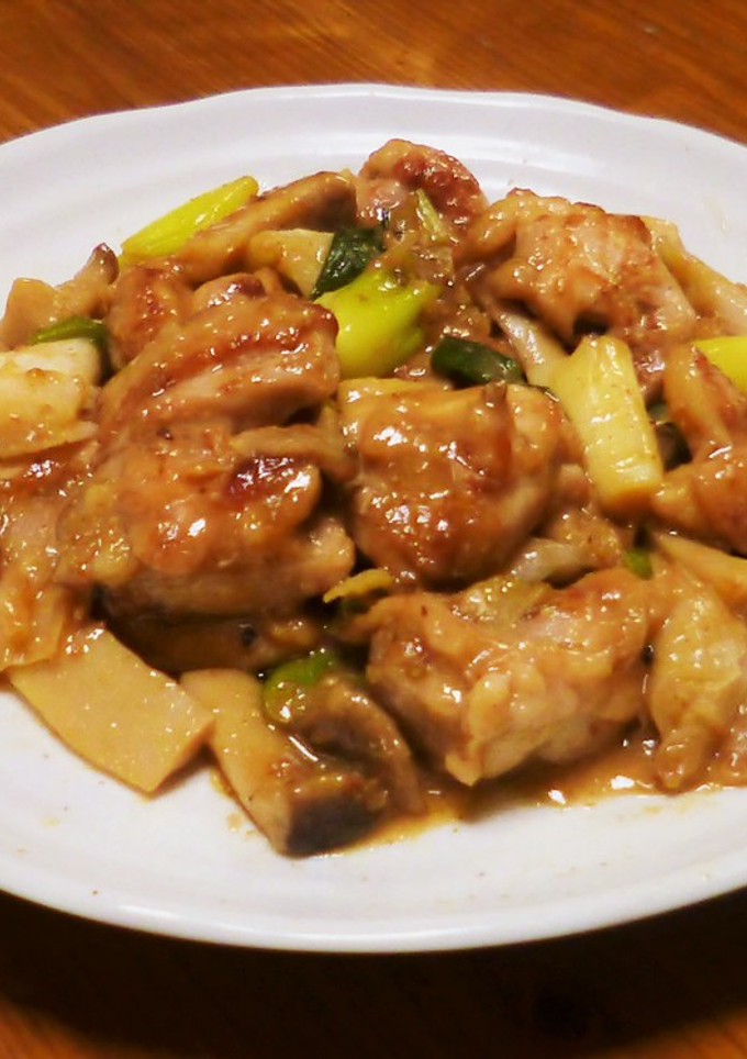 簡単！鶏肉とねぎとエリンギのごま味噌炒め-レシピのメイン写真