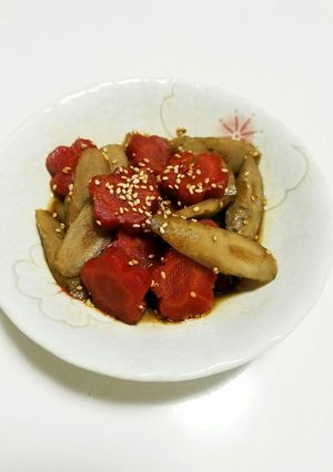 簡単副菜！金時人参と牛蒡のきんぴら風煮物-レシピのメイン写真