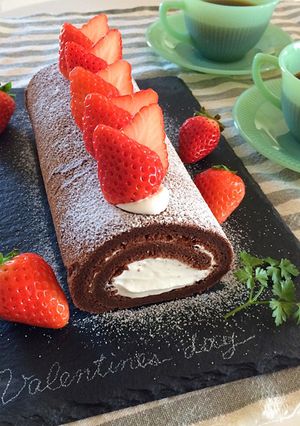 小麦粉バターなし♡簡単濃厚チョコロール-レシピのメイン写真