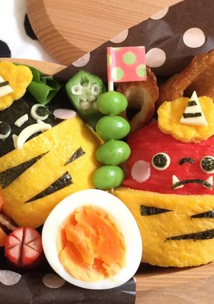 節分☆赤鬼☆黒鬼☆おにぎり弁当♩キャラ弁-レシピのメイン写真